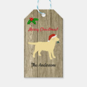 Gele labrador KerstEvergreen Santa Hat Cadeaulabel (Voorkant)