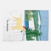 Gele labrador KerstEvergreen Santa Hat Theedoek (Horizontaal)