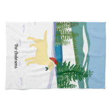 Gele labrador KerstEvergreen Santa Hat