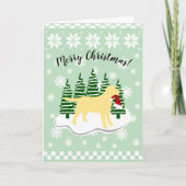 Gele labrador KerstEvergreen Snowflakes Feestdagen Kaart (Voorkant)