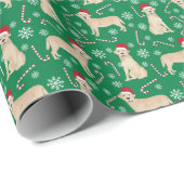 Gele labrador kersthond cadeaupapier (Rol Hoek)