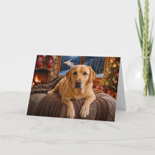 Gele Labrador Kerstkaart Feestdagen Kaart