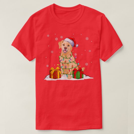 Gele labrador kerstkerstboomverlichting P T-shirt (Design voorkant)