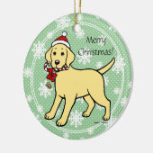 Gele labrador kerstkerstkerstkerstkerstkerstkersth keramisch ornament (Links)