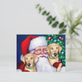 gele labrador kerstkerstkerstkerstkerstmanlabels feestdagenkaart (Staand voorkant)