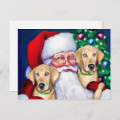 gele labrador kerstkerstkerstkerstkerstmanlabels feestdagenkaart (Voorkant / Achterkant)