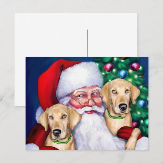 gele labrador kerstkerstkerstkerstkerstmanlabels feestdagenkaart (Voorkant / Achterkant)