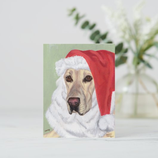 Gele Labrador Kerstmis Santa Briefkaarten (Staand voorkant)