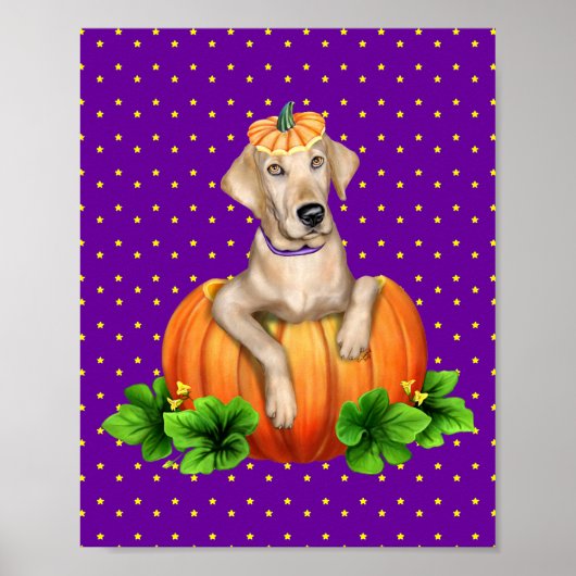 Gele Labrador Labr-O-Lantern Poster (Voorkant)