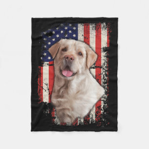 Gele Labrador Labs Patriotic American Flag Dog 4 Fleece Deken