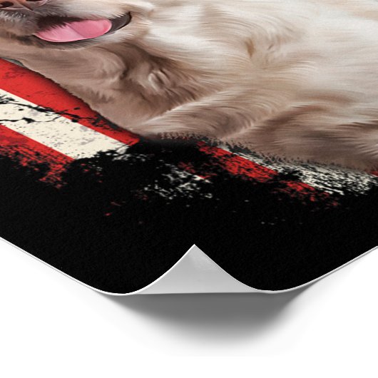 Gele Labrador Labs Patriotic American Flag Dog 4 Poster (Hoek)