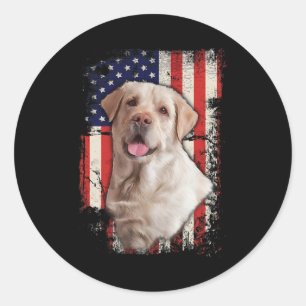 Gele Labrador Labs Patriotic American Flag Dog 4 Ronde Sticker