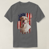 Gele Labrador Labs Patriotic American Flag Dog 4 T-shirt (Design voorkant)