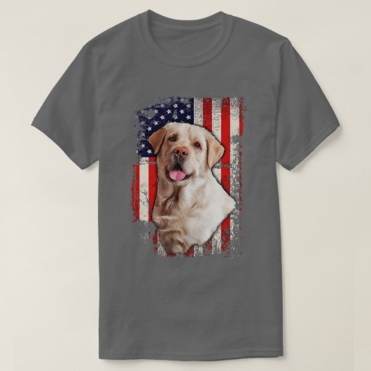 Gele Labrador Labs Patriotic American Flag Dog 4 T-shirt (Design voorkant)
