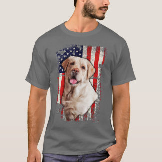 Gele Labrador Labs Patriotic American Flag Dog 4 T-shirt
