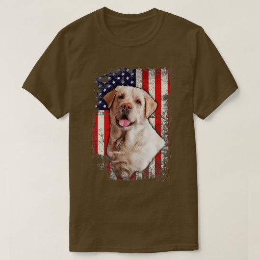 Gele Labrador Labs Patriotic American Flag Dog 4 T-shirt (Design voorkant)