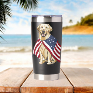 Gele Labrador Labs Patriottische Amerikaanse Vlag Geïsoleerde Drinkbeker