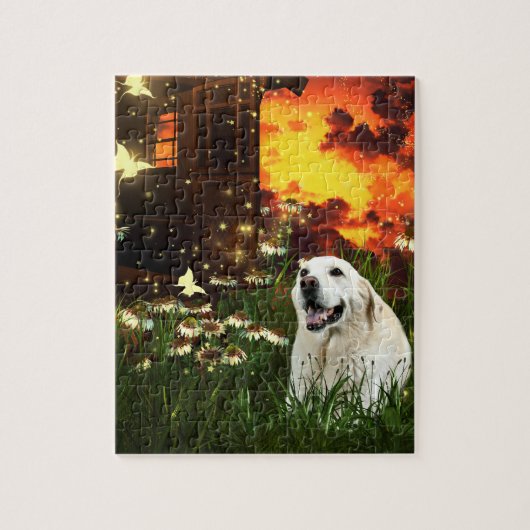Gele labrador legpuzzel (Verticaal)