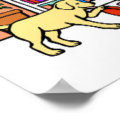 Gele Labrador mam Reading Cartoon Poster (Hoek)