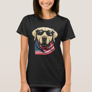 Gele labrador met Amerikaanse vlag Patriottisch vo T-shirt