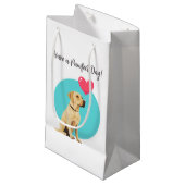 Gele Labrador met hart ballon geschenkzak Klein Cadeauzakje (Voorkant Gekanteld)