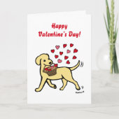 Gele labrador met harten Valentijn Feestdagen Kaart (Voorkant)