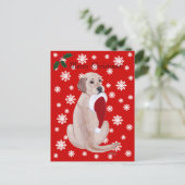 Gele labrador met Santa Hat sneeuwvlok Feestdagenkaart (Staand voorkant)