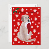 Gele labrador met Santa Hat sneeuwvlok Feestdagenkaart (Voorkant / Achterkant)