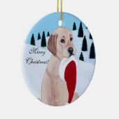 Gele labrador met Santa Hat Snowflake Keramisch Ornament (Rechts)
