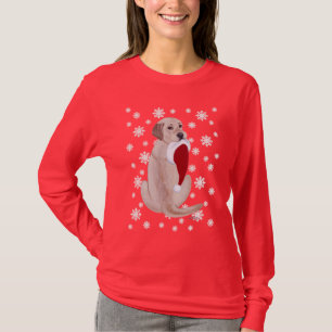 Gele labrador met Santa Hat Snowflake T-shirt