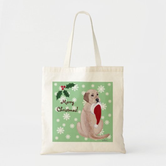 Gele labrador met Santa Hat Snowflake Tote Bag (Voorkant)