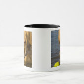 Gele labrador met tennisbal in water mok (Midden)