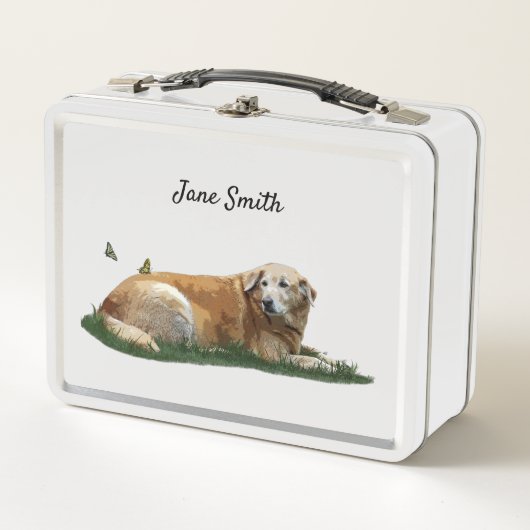 Gele labrador Mixed Breed Dog Lunch Box (Voorkant)