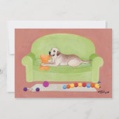 Gele labrador op de groene bank kaart (Voorkant)