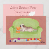 Gele labrador op de groene bank kaart (Voorkant / Achterkant)