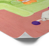 Gele labrador op de Groene Couch Artwork Poster (Hoek)