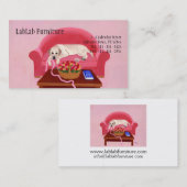 Gele labrador op de roze bank visitekaartje (Voorkant / Achterkant)