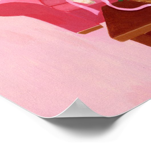 Gele labrador op het roze couchwerk poster (Hoek)