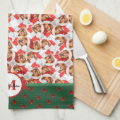 Gele Labrador Patroon Monogram Kerst Hond Theedoek (Quarter Fold)