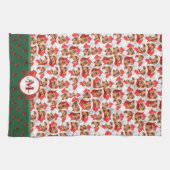 Gele Labrador Patroon Monogram Kerst Hond Theedoek (Horizontaal)