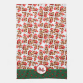 Gele Labrador Patroon Monogram Kerst Hond Theedoek (Verticaal)