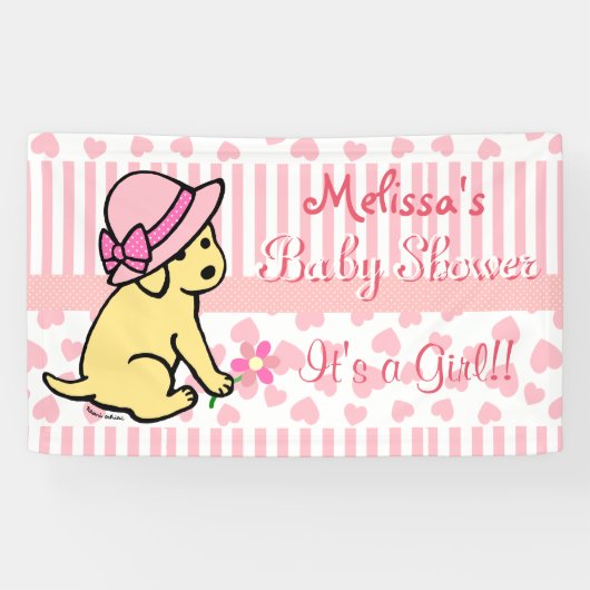 Gele labrador Pink Girl Baby shower Banner (Horizontaal)