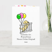 Gele Labrador Puppy Cartoon Verjaardag Kaart (Achterkant)