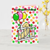 Gele Labrador Puppy Cartoon Verjaardag Kaart (Gele Bloem)