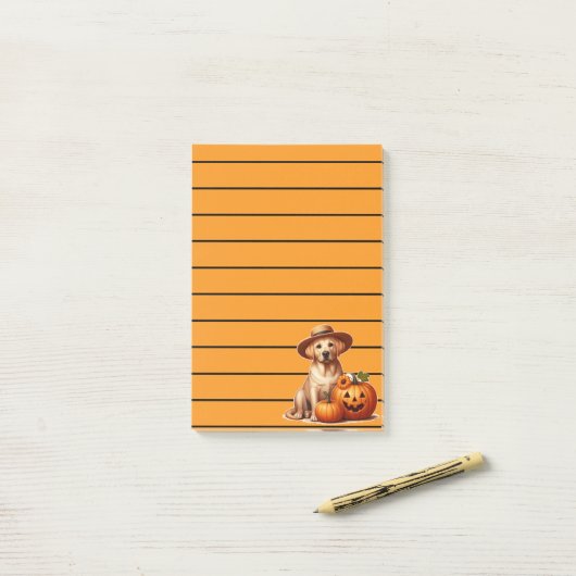 Gele Labrador Puppy Dragen van Pet met Pompoenen Post-it® Notes (Op bureau)