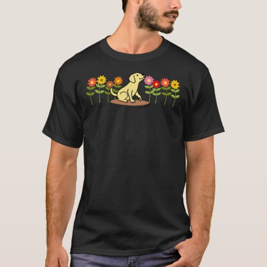Gele labrador puppy en bloemen t-shirt (Voorkant)