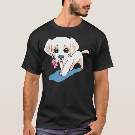gele labrador puppy en madeliefje t-shirt (Voorkant)