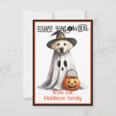 Gele Labrador Puppy Hond Gelukkig Halloween Notitiekaartje (Voorkant)