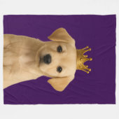 Gele Labrador Puppy in Gold Crown Schattige Fleece Deken (Voorkant (Horizontaal))