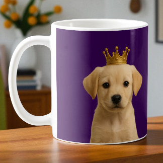 Gele Labrador Puppy in Gold Crown Schattige Koffiemok